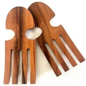Wooden Salad Fork Server Hands